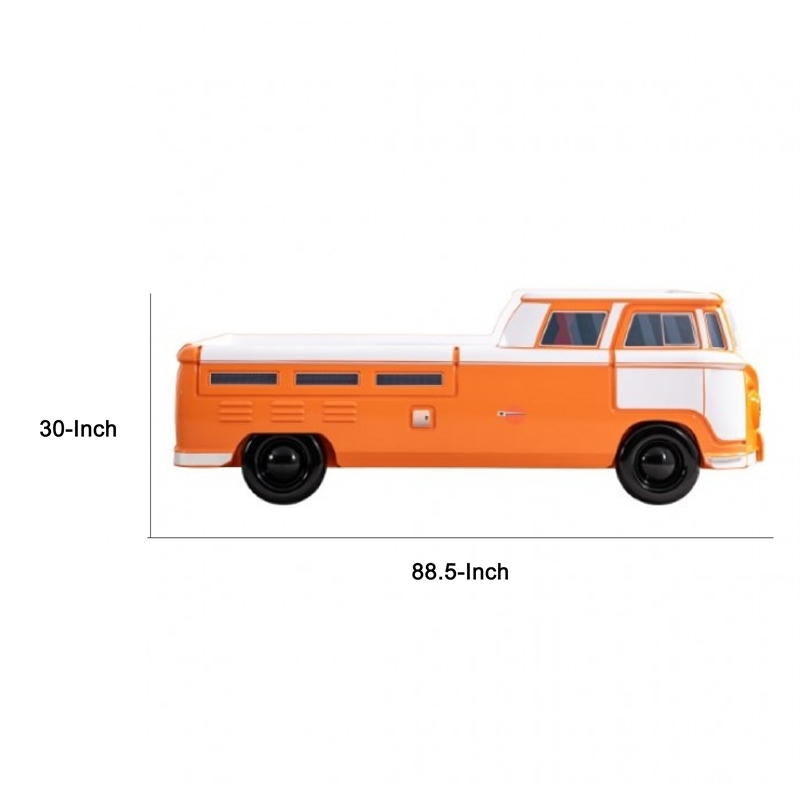 Xiel Bus Twin Bed- Peace Sign- LED Lights and Sound Effects- Orange