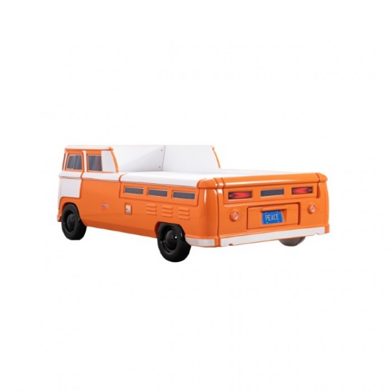 Xiel Bus Twin Bed- Peace Sign- LED Lights and Sound Effects- Orange