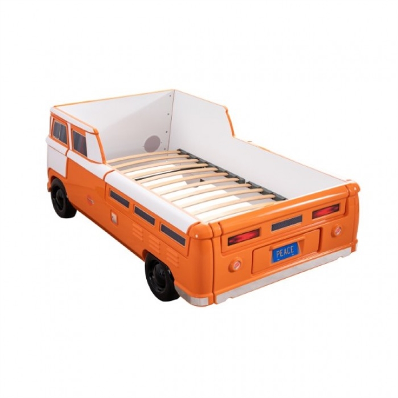 Xiel Bus Twin Bed- Peace Sign- LED Lights and Sound Effects- Orange