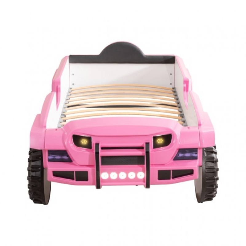 Randy SUV Twin Bed with Lights and Sound Effects- Pink Faux Leather