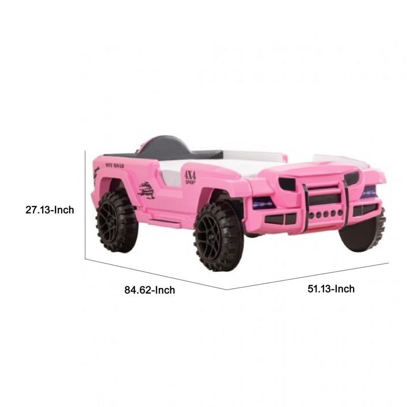 Randy SUV Twin Bed with Lights and Sound Effects- Pink Faux Leather