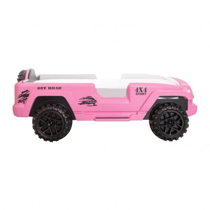 Randy SUV Twin Bed with Lights and Sound Effects- Pink Faux Leather