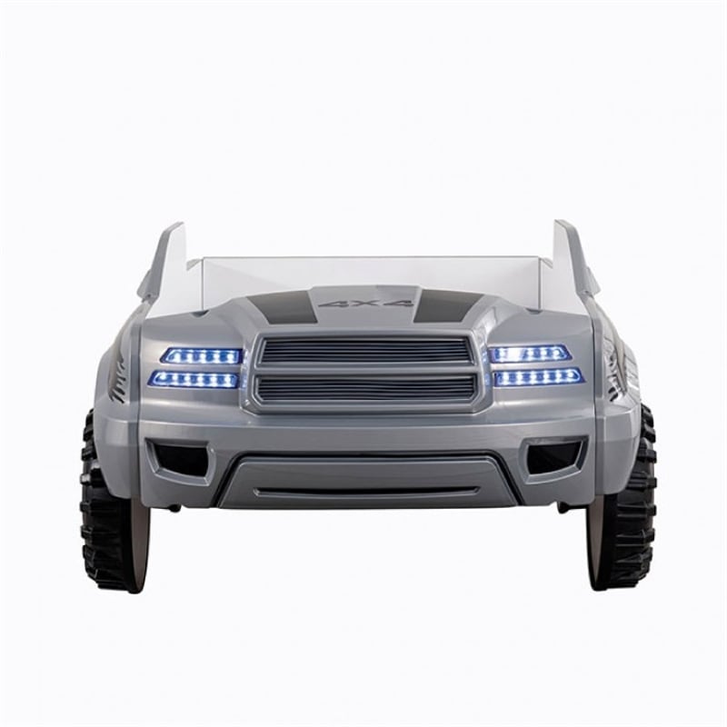 Tonie Truck Twin Bed- Interactive Lights and Sound Effects- Gray ABS