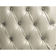 Kin King Size Bed- Ornate Vintage White- Tufted Beige Faux Leather