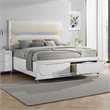 Rara King Size Bed- 2 Storage Drawers- LED- White Boucle Upholstery