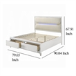 Rara King Size Bed- 2 Storage Drawers- LED- White Boucle Upholstery