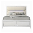 Rara Queen Size Bed- 2 Storage Drawers- LED- White Boucle Upholstery