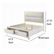 Rara Queen Size Bed- 2 Storage Drawers- LED- White Boucle Upholstery