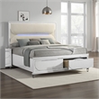 Rara Queen Size Bed- 2 Storage Drawers- LED- White Boucle Upholstery