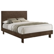 Genu Queen Platform Bed- Panel Headboard- Warm Walnut Brown Wood