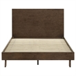 Genu Queen Platform Bed- Panel Headboard- Warm Walnut Brown Wood