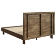 Genu Queen Platform Bed- Panel Headboard- Warm Walnut Brown Wood