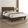 Genu Queen Platform Bed- Panel Headboard- Warm Walnut Brown Wood