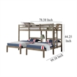 Tenn Triple Twin Bunk Bed- Built In Nightstand and USB Port- Gray Wood
