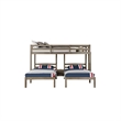Tenn Triple Twin Bunk Bed- Built In Nightstand and USB Port- Gray Wood