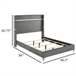 Jenny Queen Size Bed- Wingback Fluted Upholstered Headboard- Gray