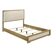 Hyle Queen Size Bed- Natural Brown Hardwood- LED Backlit Headboard