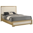 Hyle Queen Size Bed- Natural Brown Hardwood- LED Backlit Headboard