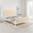 Lanie Queen Bed with Brown Open Cane Webbing Faux Rattan- White Metal