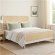 Lanie King Bed with Brown Open Cane Webbing Faux Rattan- White Metal