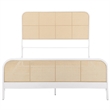 Lanie King Bed with Brown Open Cane Webbing Faux Rattan- White Metal