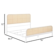 Lanie King Bed with Brown Open Cane Webbing Faux Rattan- White Metal
