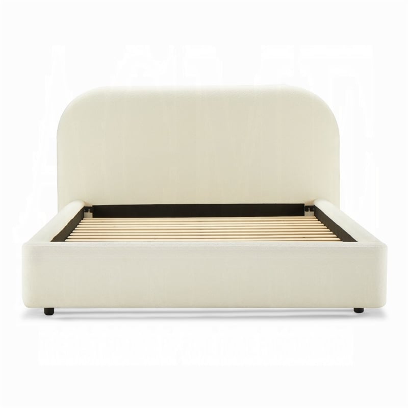 Ardie Full Bed- Low Profile Footboard- Plush Beige Upholstered Panel