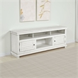 Ayne TV Stand Media Cabinet- 2 Doors and 4 Shelves- White Wood 70 Inch