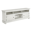 Ayne TV Stand Media Cabinet- 2 Doors and 4 Shelves- White Wood 70 Inch