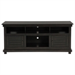 Ayne TV Stand Media Cabinet- 2 Doors and 4 Shelves- Black Wood 60 Inch
