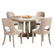 Zoko 5pc Round Dining Table Set- Polyester Chairs- White- Solid Wood