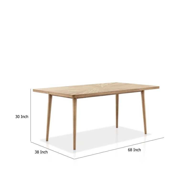 Lucas Dining Table- Rectangular Natural Brown- Solid Wood- 68 Inch