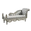 Dove Chaise Bench- Beige Faux Leather- Champagne Finished Wood 82 Inch