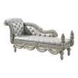 Dove Chaise Bench- Beige Faux Leather- Champagne Finished Wood 82 Inch