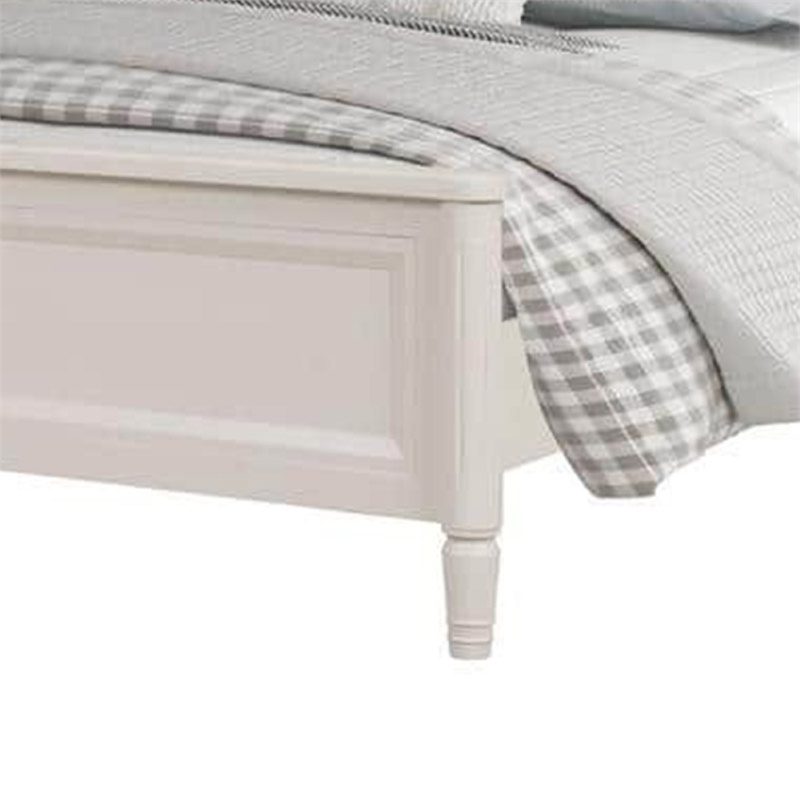 Alta Queen Size Bed- Classic French Design- White Solid Wood Frame