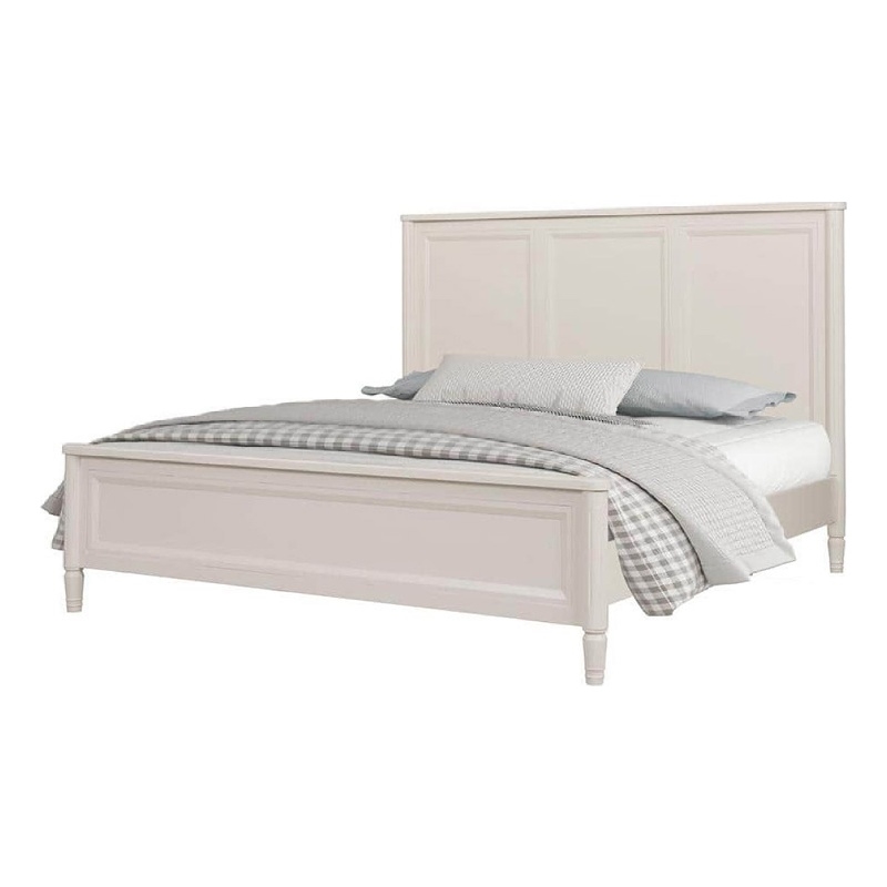 Alta Queen Size Bed- Classic French Design- White Solid Wood Frame