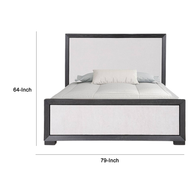 Kizie King Size Bed- Modern Upholstered Black and White Solid Wood