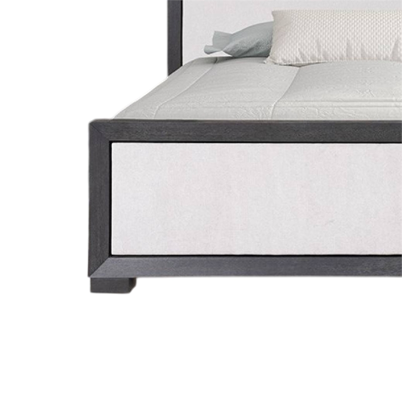 Kizie King Size Bed- Modern Upholstered Black and White Solid Wood