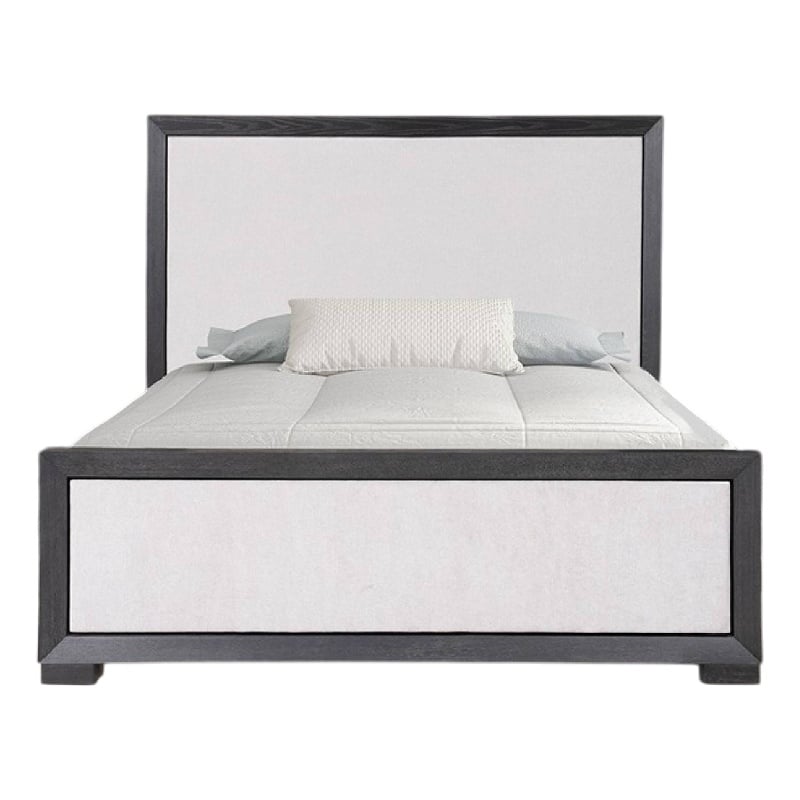 Kizie King Size Bed- Modern Upholstered Black and White Solid Wood