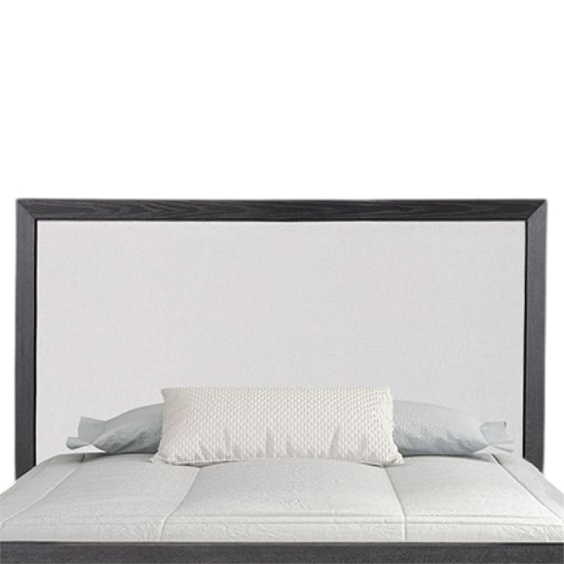 Kizie King Size Bed- Modern Upholstered Black and White Solid Wood