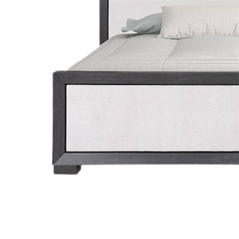 Kizie King Size Bed- Modern Upholstered Black and White Solid Wood