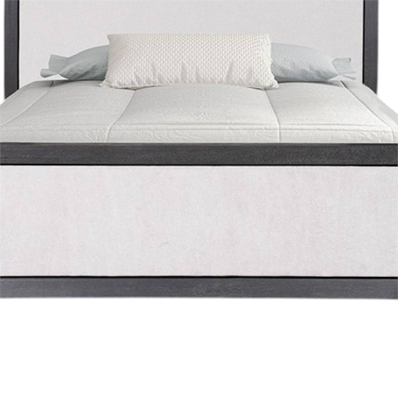 Kizie King Size Bed- Modern Upholstered Black and White Solid Wood