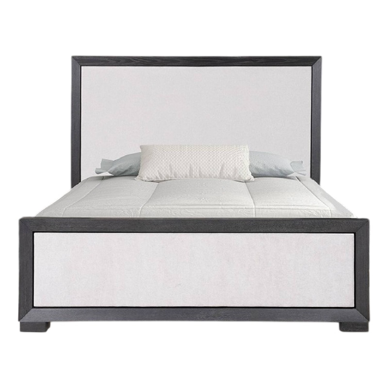 Kizie King Size Bed- Modern Upholstered Black and White Solid Wood