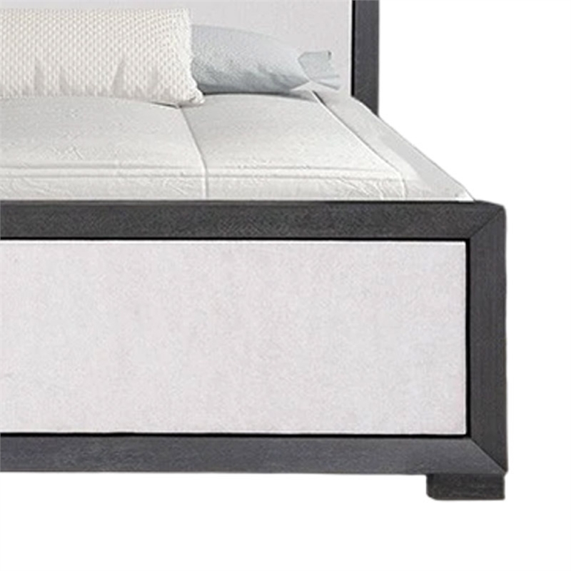 Kizie Queen Size Bed- Modern Upholstered Black and White Solid Wood
