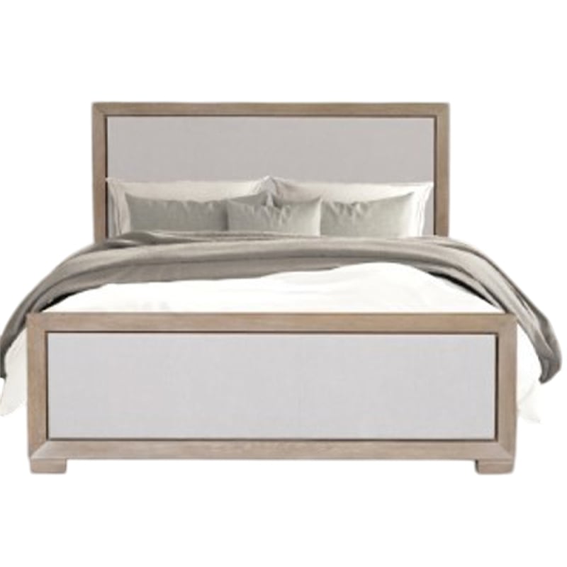 Kizie Queen Size Bed- Modern Upholstered Tawny Brown Gray Solid Wood