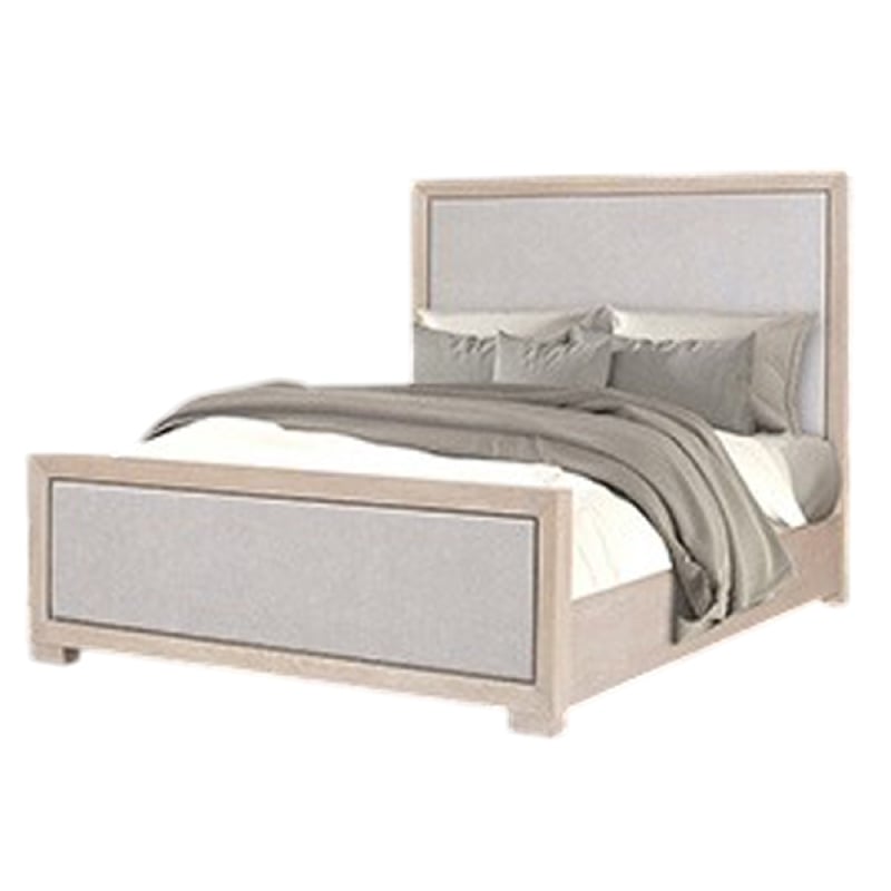 Kizie Queen Size Bed- Modern Upholstered Tawny Brown Gray Solid Wood