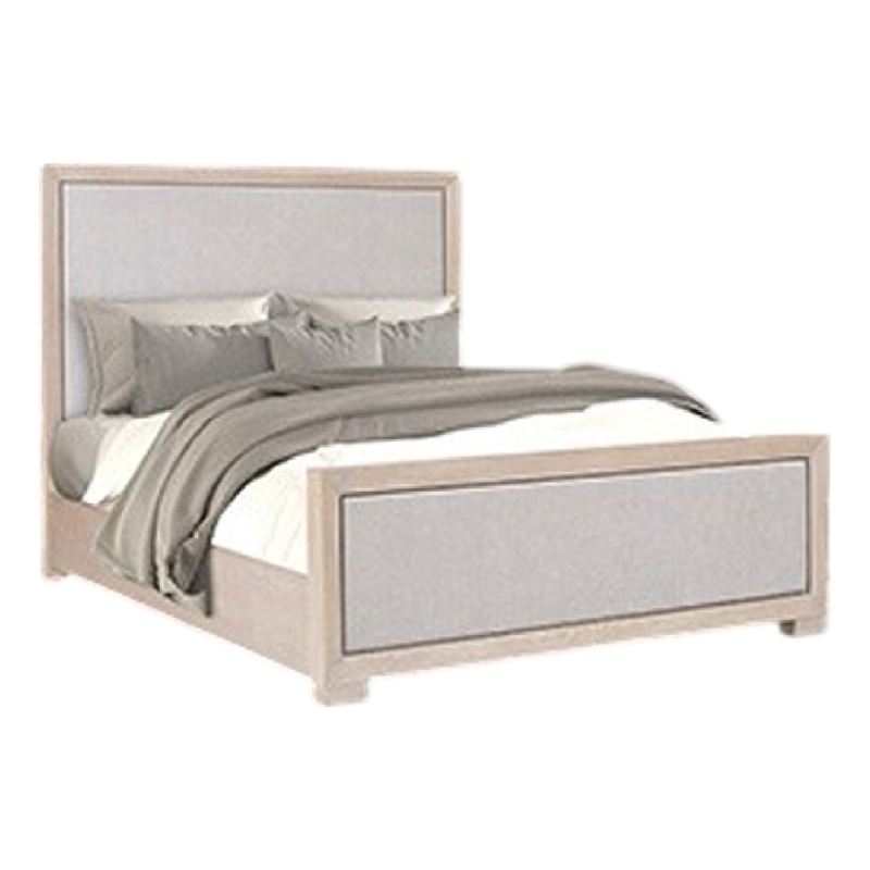 Kizie Queen Size Bed- Modern Upholstered Tawny Brown Gray Solid Wood