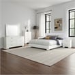 Sok 6pc King Bedroom Set- Faux Leather Upholstery- High Gloss White