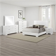 Sok 5pc Queen Bedroom Set with Dresser Mirror- White High Gloss Wood