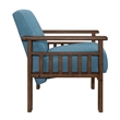 Bella 32 Inch Accent Chair Armchair- Storage Arms- Blue- Solid Rubberwood